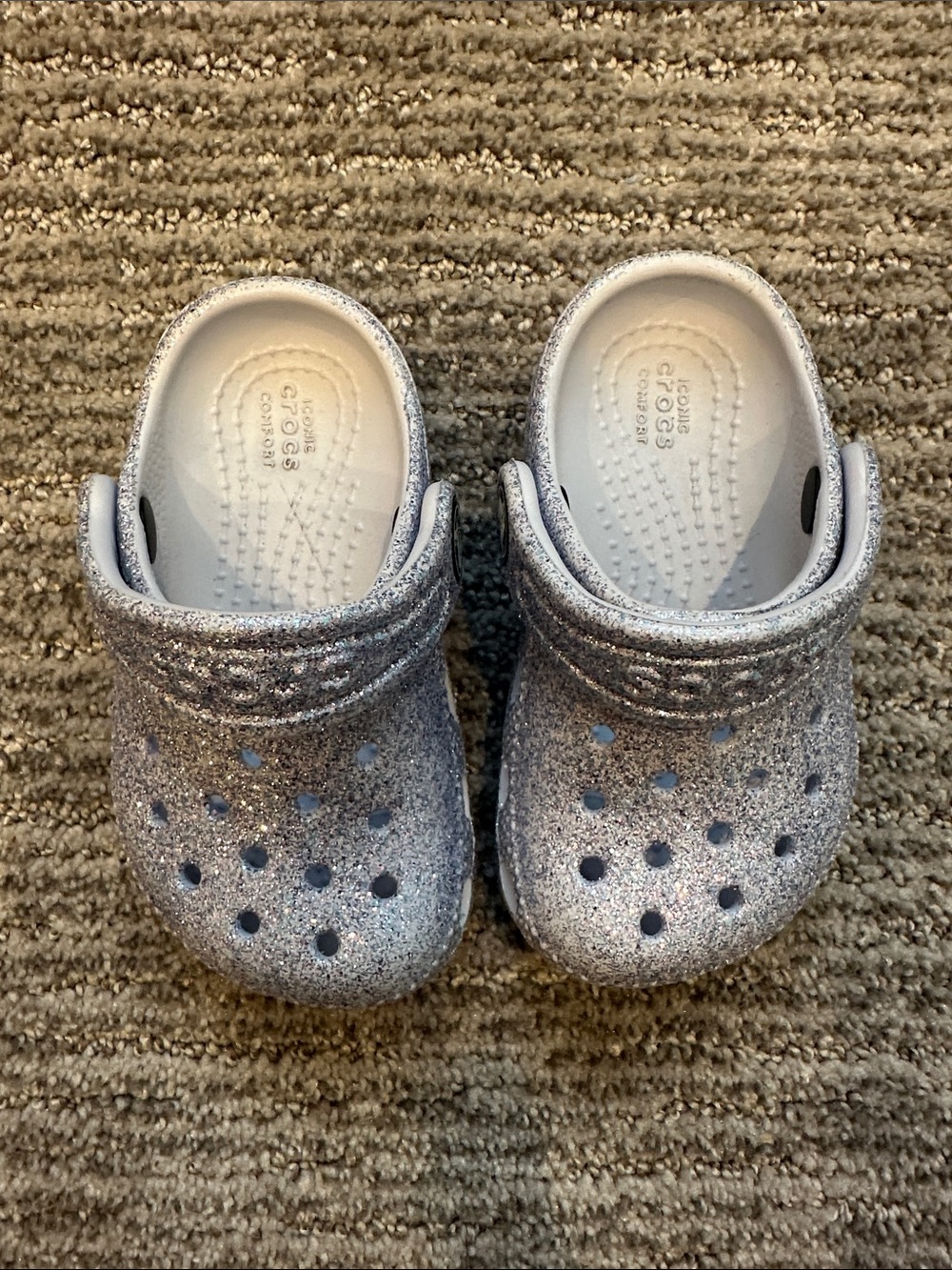 CROCS Kids' Glitter Classic Clog - Silver Sparkle
